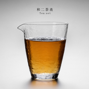 和二茶斋公道杯玻璃日本风加厚耐热锤纹透明家用大号茶海分茶器