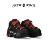 NewRock夏季西班牙小众设计蕾丝撞色暗黑朋克Y2K松糕厚底鞋