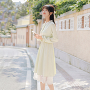 裙子仙女超仙森系春装2024年春季连衣裙拼接气质收腰显瘦法式