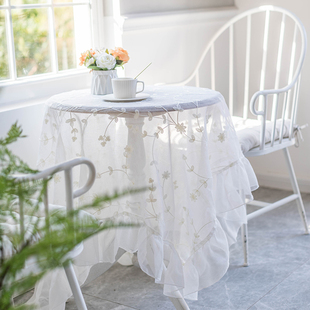 白色蕾丝茶几盖布法式绣花花边桌布复古餐桌布甜品台田园风装饰