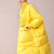 高品质黄色面包羽绒服，女加厚中长款2021冬装韩版宽松洋气外套