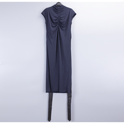 GDC高端轻奢大牌3580折扣简约夏气质醋酸针织高领连衣裙