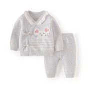 秋0-3月新生婴儿衣服婴幼儿针织衫毛衣套装和服纱衣男宝宝春装女