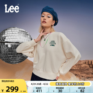 Lee舒适版圆领太空元素logo印花女抓绒卫衣休闲潮LWT007321100