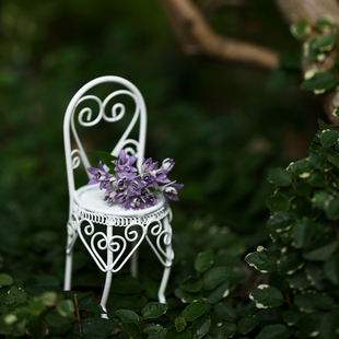 微景观 娃屋家具摆件园艺装饰品创意铁艺拍摄道具 花园爱心小椅子