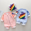 婴儿连体衣加厚外套春秋季韩版0-1岁宝宝保暖卡通外出服爬服