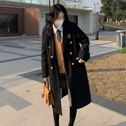 小田町jk西装领外套日系学院风大衣冬款毛呢子中长款通勤风衣套装