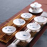 景德镇青花瓷手绘斗笠功夫茶具小茶杯陶瓷杯子喝茶茶盏白瓷茶碗