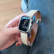 适用iwatchs8苹果表带真皮s7磁吸扣applewatchs9s6女生手表带新