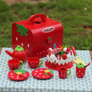 木制草莓蛋糕，切切看乐过家家女孩玩具厨房，套装木质儿童生日礼物