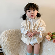 2024韩版春季婴儿包屁哈衣春款爬服连体衣女宝宝针织外套马甲衣服