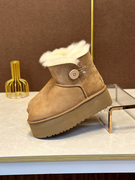 纯羊毛皮毛一体雪地靴2023年棉鞋，女冬季东北加厚真皮厚底短靴