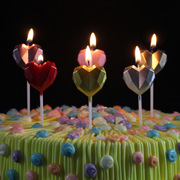 女神节棒棒糖镀金生日蜡烛钻石爱心浪漫创意装饰插件蛋糕心形蜡烛