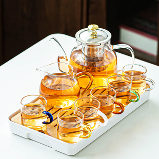 耐热玻璃茶具套装家用小型茶壶，功夫茶杯带过滤花茶壶红茶泡茶神器