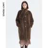 朗姿纯羊毛法式长款复古设计感保暖仿皮草外套减龄大衣女冬女
