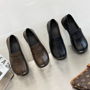 飞哥家女鞋复古软皮平底舒适气质精致小皮鞋钎三32853