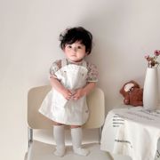 韩版春夏季女童婴儿牛仔背带裙子+碎花短袖T可爱洋气周岁套装潮6