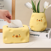 创意纸巾盒陶瓷客厅家用可爱鸭，收纳茶几餐桌面北欧抽纸餐巾纸盒子