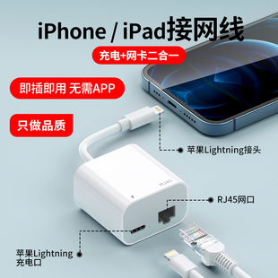 适用苹果手机网线转接口iphone15/14/13直播12以太网连接器ipad网卡直连网络平板有线上网