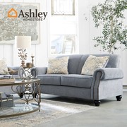 ashley爱室丽家居美式复古皮布艺客厅单人，两人三人沙发家具