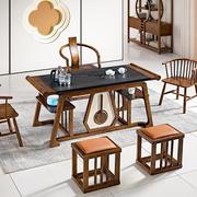 新中式实木岩板茶桌椅组合烧水壶家用阳台小型茶桌功夫茶台办公室