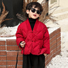 红色国潮童装男童中式外套2023冬季中国风羽绒服，儿童上衣年服外套