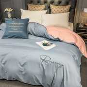 高档北欧风纯棉床单被套，四件套全棉床上用品纯色简约床笠床上三件