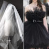 黑白42硬质，无弹正六角网眼纱，哑光婚纱礼服蓬蓬裙时装设计师面料