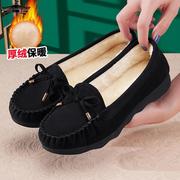 老北京棉鞋女冬季加绒软底，工作鞋黑色防滑舒适一脚蹬女士布鞋