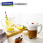 glasslock进口耐热钢化玻璃杯耐摔杯子带把手透明水杯猫爪杯4件套