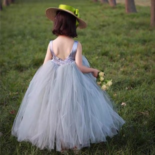 韩版童装六一表演公主，裙女童连衣裙生日礼服，婚纱裙走秀花童蓬蓬裙
