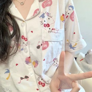 可爱hellokitty睡衣女夏季短袖，短裤日系卡通凯蒂猫薄款家居服