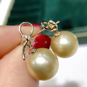 diy珍珠配件g18k黄金，珍珠耳钉空托时尚，款珍珠耳环配8-10mm圆珠
