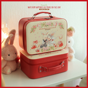 bunylulu小兔子红色结婚伴手礼盒，伴娘大容量手提箱，婚礼回礼化妆箱