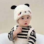 宝宝帽子冬款可爱卡通造型婴儿毛绒帽秋冬季男女童护耳加厚针织帽