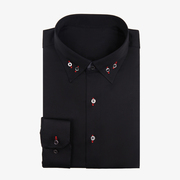 Melco Tailor英伦风时尚都市黑色纽扣领男士长袖衬衫纯棉修身衬衣