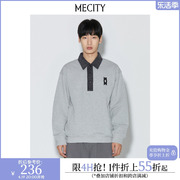 MECITY男士春季潮流灰运动感衬衫领宽松休闲卫衣男513462