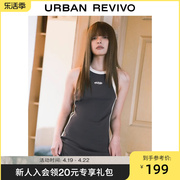 ur2024夏季女装，复古运动风拼色贴标长款s型连衣裙uwv740026