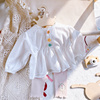 可爱女宝宝春夏娃娃衫甜美白色，婴儿衬衫纯棉韩版上衣公主洋气衣服