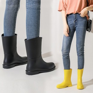 雨牧雨鞋女款时尚日系雨靴中筒防水轻便套鞋水鞋成人水靴防滑胶鞋