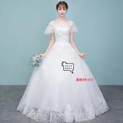 轻婚纱礼服2024白色韩式新娘，一字肩显瘦齐地公主简约大方森系