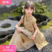 女童连衣裙夏装2024儿童，中国风旗袍女大童新中式网纱裙子套装