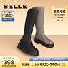 百丽弹力骑士靴女款冬季长，靴子厚底女靴，加绒长筒靴b1041dg2