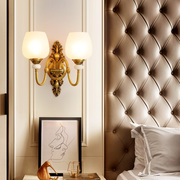 美式全铜壁灯欧式客厅电视背景墙，挂灯双头轻奢装饰卧室床头氛围灯