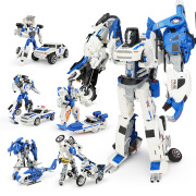 男孩合金变形玩具车模型汽车人五合一机器人模型快艇摩托警车合体