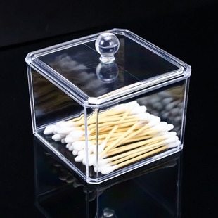透明亚克力棉签盒创意，牙签筒化妆棉收纳盒防尘指甲油收纳盒