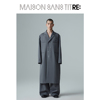 RE BY MAISON SANS TITRE原创设计灰蓝色双排金属扣长款风衣暗兜