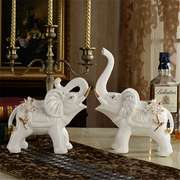 陶瓷大象摆件一对创意欧式厅家居装饰品镇宅乔迁新居工艺品