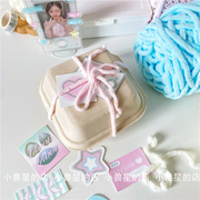 出卡打包礼物包装素材冰线奶，蓝白色多用途蝴蝶结打包装饰毛线绳子
