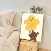 气球小熊 韩国艺术儿童房卧室床头海报质感原木卡通挂画装饰画